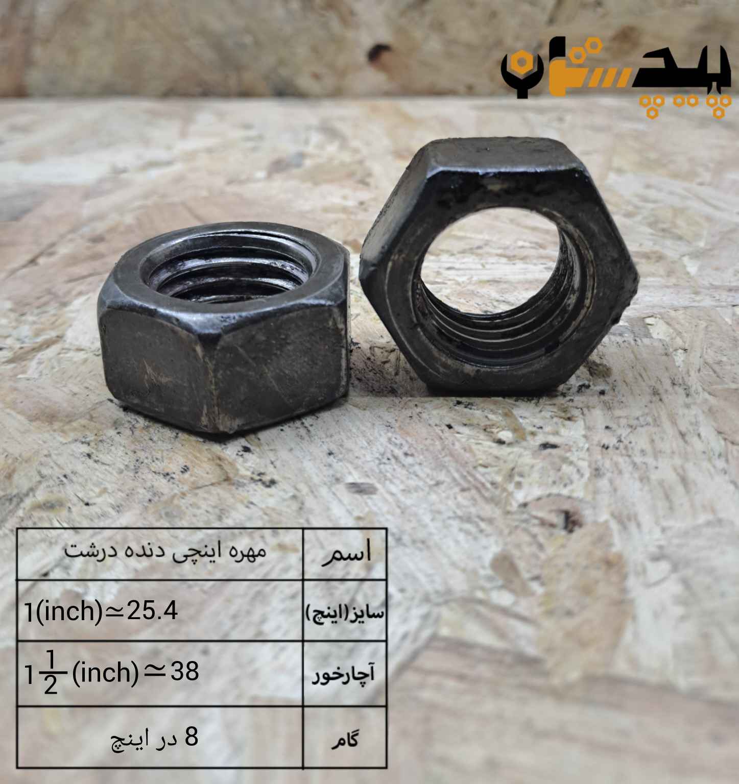 مهره  دنده درشت اینچی  سایز "1" (معادل سایز 25)